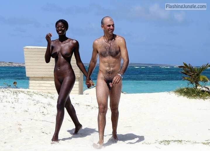 Ebony black suck penis on beach