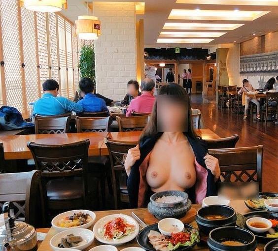 Japan big boobs flashing in restaurant Pinterest