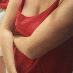 aliaexhib: Trying some cloth in the store without any bra….