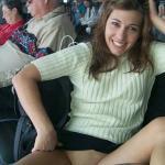 carelessinpublic: Inside an airport lounge in a short skirt and…