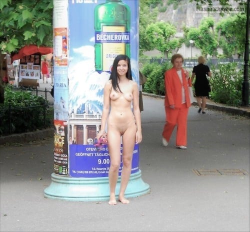 african naked girls with pants pics - Fully naked cute dark haired girl - Public Nudity Pics