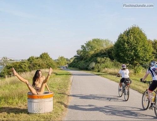 Public Nudity Pics  : Wide spread legs for bikers