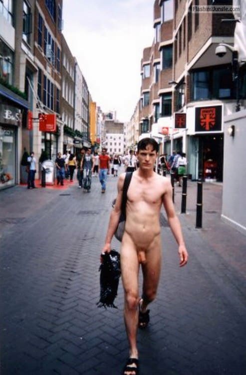 Public Nudity Pics Dick Flash Pics  : Big limp cock street walk