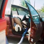 Bent over in car pantyless