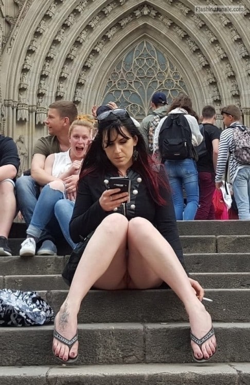 Sitting on stairs pantyless texting MILF Flashing Pics, No Panties Pics,  Public Flashing Pics, Pussy Flash Pics, Upskirt Pics, Voyeur Pics from  Google, Tumblr, Pinterest, Facebook, Twitter, Instagram and Snapchat.