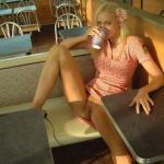 Teenage blonde waitress restaurant