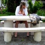 Wifey in white boobs out pantyles in park