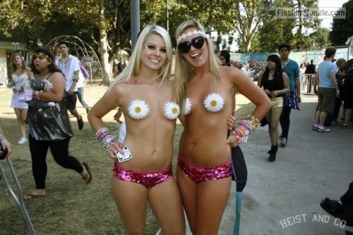 Two blondes concert outfit: flower tits Public Nudity Pics from Google,  Tumblr, Pinterest, Facebook, Twitter, Instagram and Snapchat.