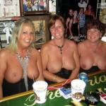 Three mature topless cougars three pairs of big tits