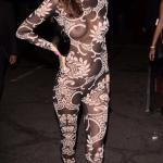 Stunning brunette visible boobs see through outfit