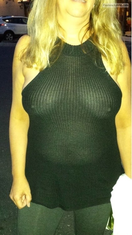 Public Flashing Pics MILF Flashing Pics Hotwife Pics Boobs Flash Pics  : Sexy jugg in transparent blouse pic Braless wife see through blouse Out for dinner