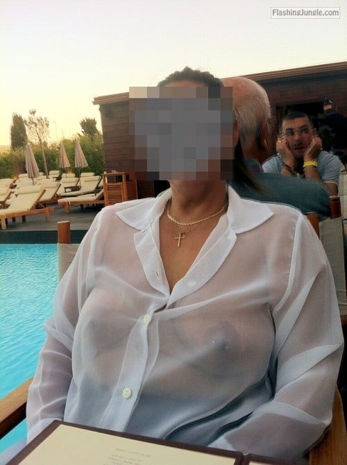 500px x 670px - Mature tits big nipples under white see through shirt Boobs ...