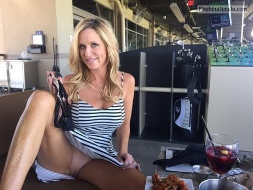 Blonde MILF Flashing In Public