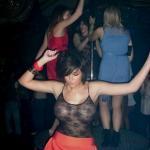 See through tank top big fake boobs at club