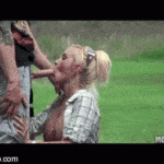 Blonde MILF caught sucking off tattooed guy