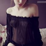 Teen boobies under see through black nightie