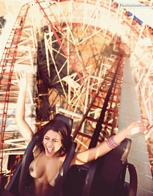 Topless on roller coaster: big boobs and tan lines Boobs ...