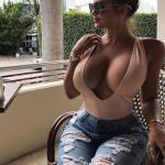 POV photo of rich busty hotwife on balcony