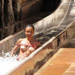Black girl boobs slip accident on water slide
