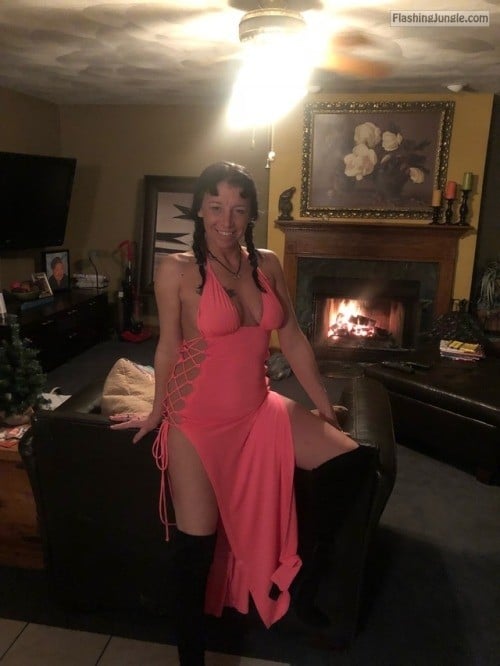 Pink Dress No Panties