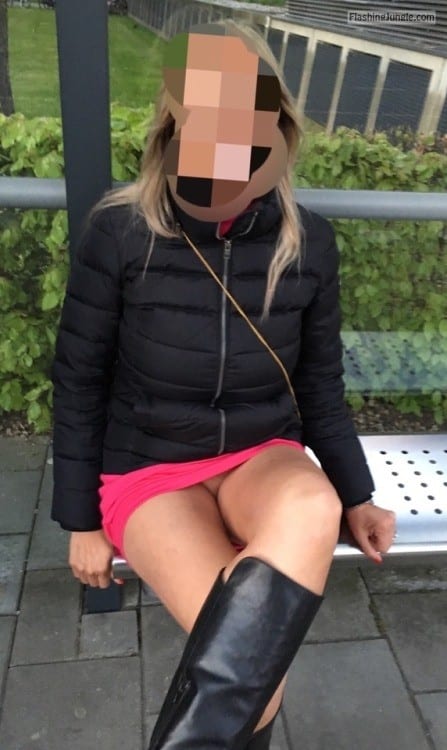 No Panties Pics  : mymihotwife: Waiting for a ride ?who would like to join me