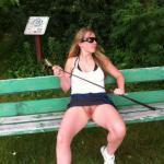 carelessinpublic:In a park in a short skirt and showing her…