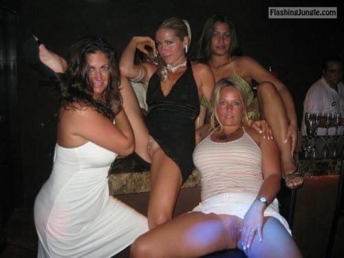 Public Flashing Pics  : carelessinpublic:Group of ladies in short dresses inside a bar…