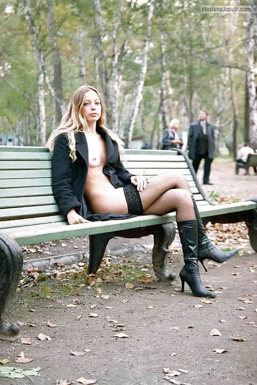 boobs nude - carelessinpublic:Almost nude in a park and showing her boobs and… - Public Nudity Pics