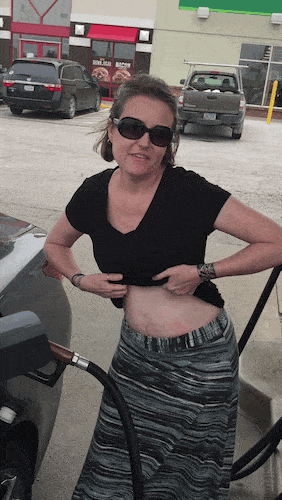 Public Nudity Pics: exhibitionist-wife:Gas pump dare.