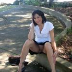 carelessinpublic:In a park in a short skirt and showing her…