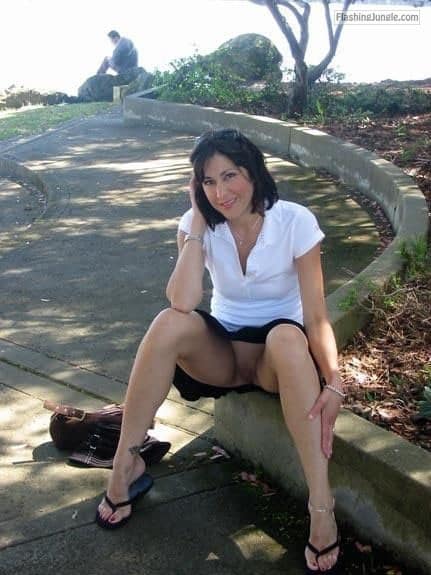 Public Nudity Pics  : carelessinpublic:In a park in a short skirt and showing her…