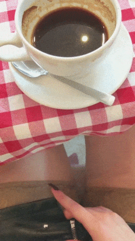 anndarcy: Coffee and no panties in a restaurant no panties 