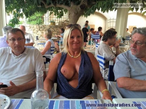 Public Flashing Pics  : boobs in public carelessinpublic:Milf showing her big boobs inside a restaurant
