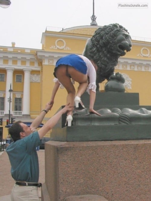 Public Flashing Pics  : carelessinpublic:Climbing in a short skirt and accidentally…