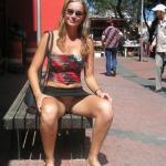 carelessinpublic:In a short skirt and showing her pussy