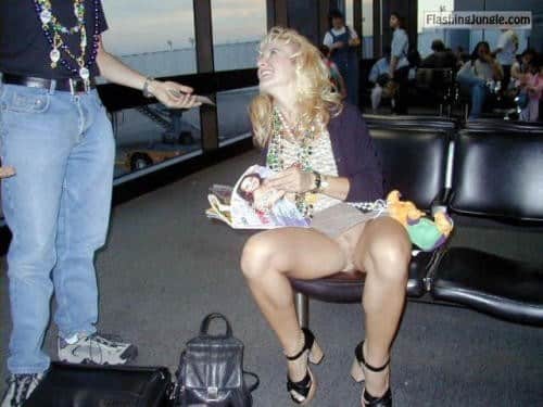 Public Airport Upskirt - airplanebabes5: Pantyless upskirt at the airport waiting ...