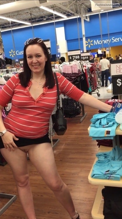No Panties Pics  : Commando shopping is fun. Thanks for the smile and the…