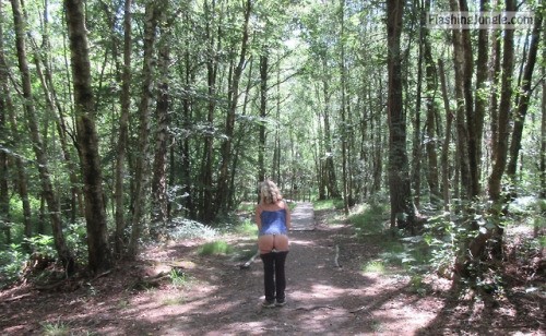 flashing boobs - itsrockhard: Flashing my ass in the woods - No Panties Pics