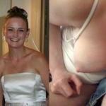 wedding bride having upskirt and downblouse nipple slip…