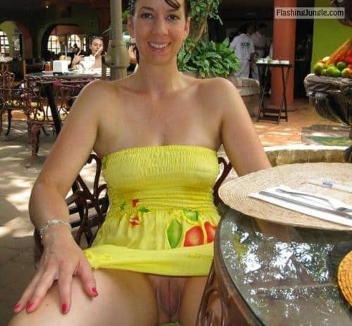 Slutty MILF sitting at the restaurant flashing her cunt MILF Flashing Pics,  No Panties Pics, Public Flashing Pics, Pussy Flash Pics from Google,  Tumblr, Pinterest, Facebook, Twitter, Instagram and Snapchat.