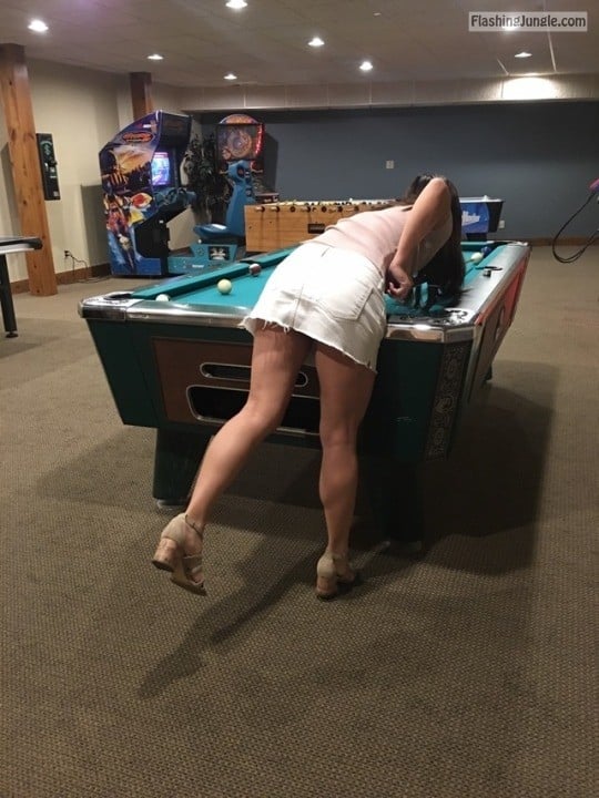 Brunette in short skirt bends over the pool table No Panties Pics, Teen  Flashing Pics, Upskirt Pics from Google, Tumblr, Pinterest, Facebook,  Twitter, Instagram and Snapchat.