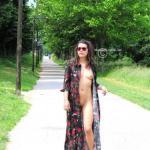 Slut wife without underwear on taking a walk