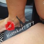 kittekat7577 painted toe nails, foot and panties in the car