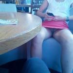 My wife in a cafe no panties