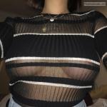 Perfect underboobs in see through sweater