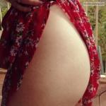 Friend’s wife no panties under red summer dress
