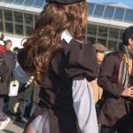 White panties under black hoses Voyeur on stewardess