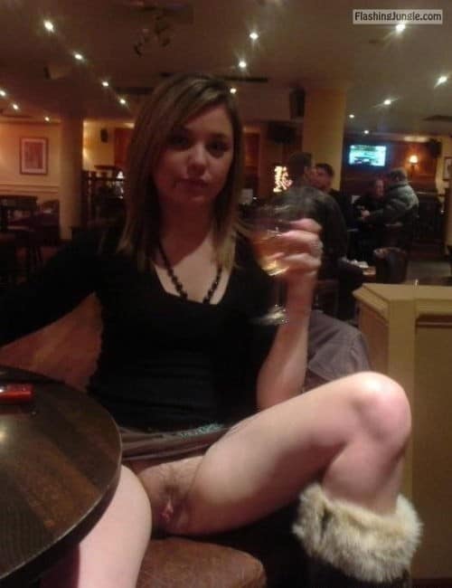younow teen flashing - Teen drinking wine and flashing trimmed pussy at restaurant Flash pussy pics - Public Flashing Pics