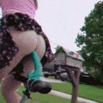 Dildo biking through the neighborhood