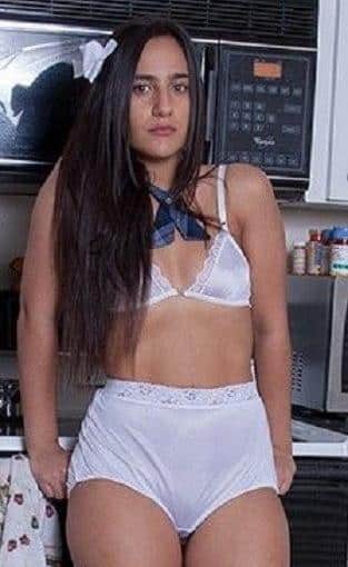 Small tits college girl white lingerie in kitchen